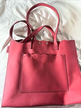 Red Scallop-Trim Alan Stuart Tote Bag